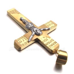 Jesus Alphabet Titanium Cross Pendant Necklace (Free Chain)