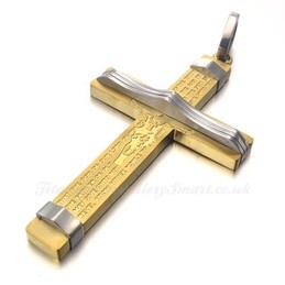 Titanium Cross Pendant Necklace With Alphabet (Free Chain)