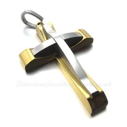 Titanium Double Cross Pendant Necklace (Free Chain)