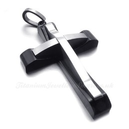 Titanium Double Cross Pendant Necklace (Free Chain)