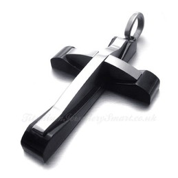 Titanium Double Cross Pendant Necklace (Free Chain)