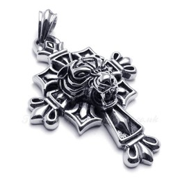 Leopard Titanium Cross Pendant Necklace (Free Chain)