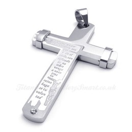Silver Alphabet Titanium Cross Pendant Necklace (Free Chain)