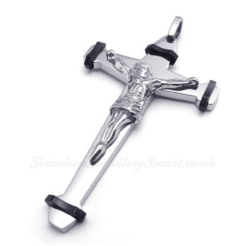 Jesus Titanium Cross Pendant Necklace (Free Chain)