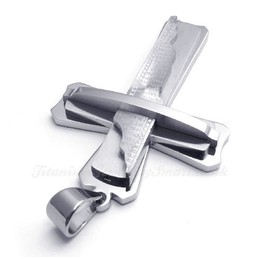Three Titanium Cross Pendant Necklace (Free Chain)