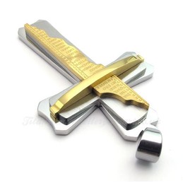 Titanium Three Cross Pendant Necklace (Free Chain)