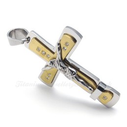 Jesus Titanium Cross Pendant Necklace With Zircon (Free Chain)