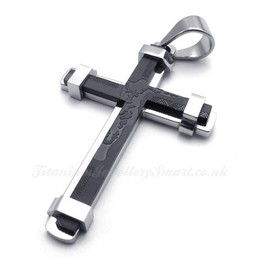 Fashion Double Color Titanium Cross Pendant Necklace (Free Chain)