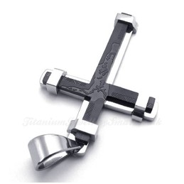 Fashion Double Color Titanium Cross Pendant Necklace (Free Chain)