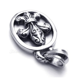 Titanium Cross Pendant Necklace With A Ring (Free Chain)