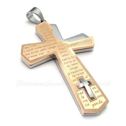 Fashion Titanium Cross Pendant Necklace (Free Chain)