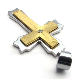 Fashion Titanium Two Cross Combination Pendant Necklace (Free Chain)