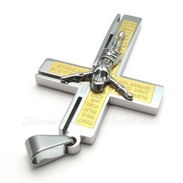 Jesus Titanium Cross Pendant Necklace (Free Chain)