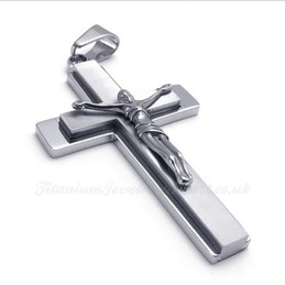 Jesus Titanium Cross Pendant Necklace (Free Chain)