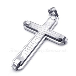 Scripture Titanium Cross Pendant Necklace (Free Chain)