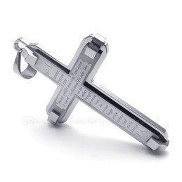 Scripture Titanium Cross Pendant Necklace (Free Chain)