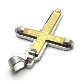 Scripture Titanium Cross Pendant Necklace (Free Chain)