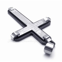 Scripture Titanium Cross Pendant Necklace (Free Chain)