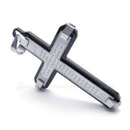 Scripture Titanium Cross Pendant Necklace (Free Chain)