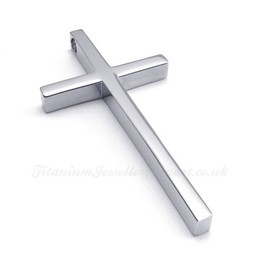 Simple Titanium Cross Pendant Necklace (Free Chain)
