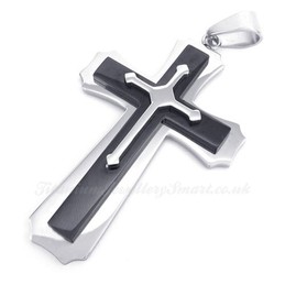 Three Titanium Cross Pendant Necklace (Free Chain)
