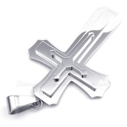 Three Titanium Cross Pendant Necklace (Free Chain)
