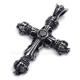 Imperial Crown Titanium Cross Pendant Necklace (Free Chain)