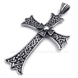 Flower Titanium Cross Pendant Necklace (Free Chain)