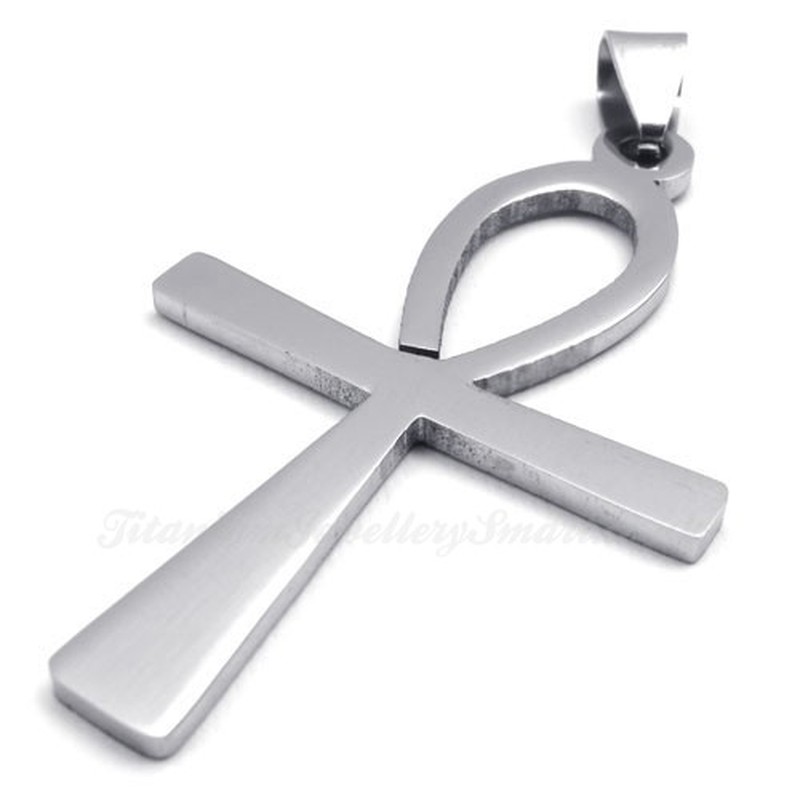 Simple Titanium Tau Cross Pendant Necklace (Free Chain)
