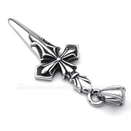 Sword Titanium Cross Pendant Necklace (Free Chain)