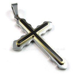Two Titanium Cross Pendant Necklace (Free Chain)