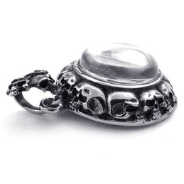 Titanium Cross Pendant Necklace Adorned With Skull (Free Chain)