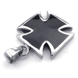 Simple Titanium Cross Pendant Necklace (Free Chain)