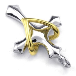 Love And Heart Cross Titanium Pendant Necklace (Free Chain)