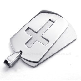 Silver Cards Titanium Cross Pendant Necklace (Free Chain)