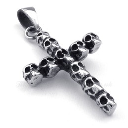 Titanium Skull Cross Pendant Necklace (Free Chain)