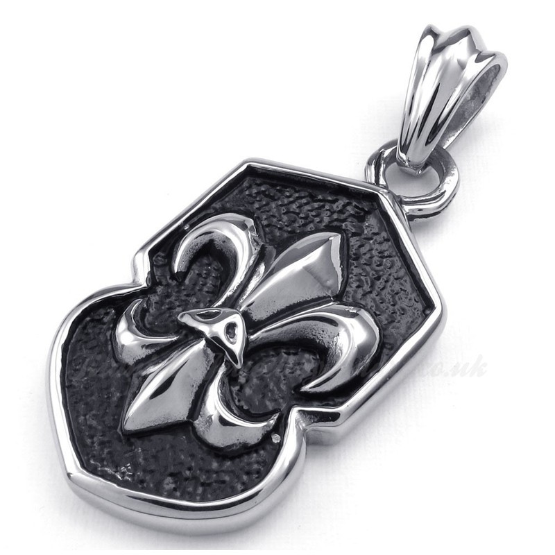 Flower Titanium Cross Pendant Necklace (Free Chain)