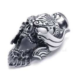 Skull Mask Titanium Pendant Necklace (Free Chain)