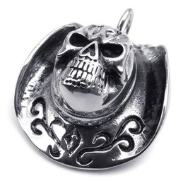 Titanium Skull Hat Pendant Necklace (Free Chain)