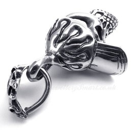 Titanium Skull Pendant Necklace With Hat (Free Chain)