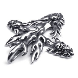 Flame Titanium Skull Pendant Necklace (Free Chain)