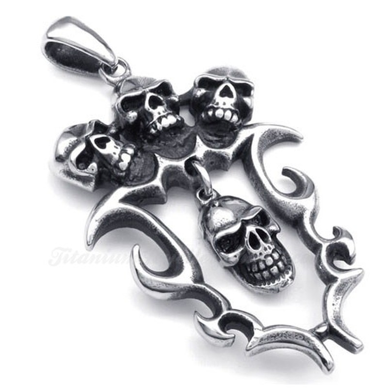 Titanium Skull Pendant Necklace (Free Chain)