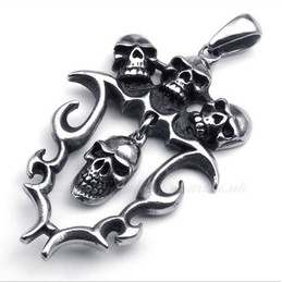 Titanium Skull Pendant Necklace (Free Chain)