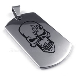 Cards Titanium Skull Pendant Necklace  (Free Chain)