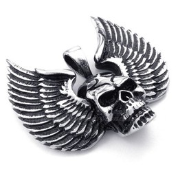 Skull Wings Titanium Pendant Necklace (Free Chain)