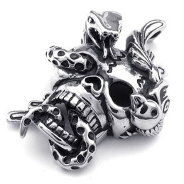 Titanium Skull Snake Pendant Necklace (Free Chain)