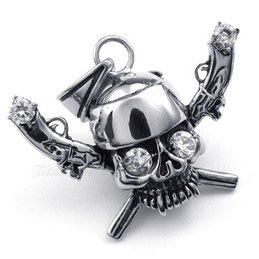 Pirate Titanium Skull Pendant Necklace (Free Chain)