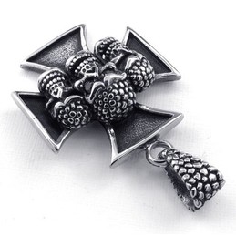 The Cross Titanium Skull Pendant Necklace (Free Chain)
