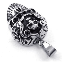 Elegant Titanium Skull Pendant Necklace (Free Chain)