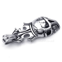 Titanium Imperial Crown Skull Pendant Necklace (Free Chain)